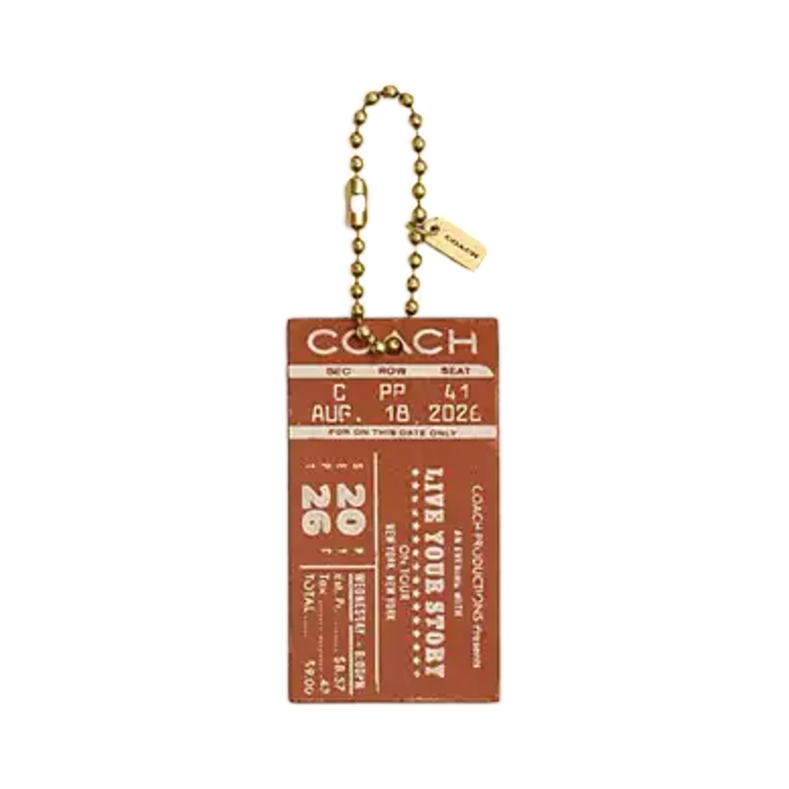 CHQ91-B4BAR Coach Tabby in Chains Concert Ticket Bag Charm Brass Burnished Amber