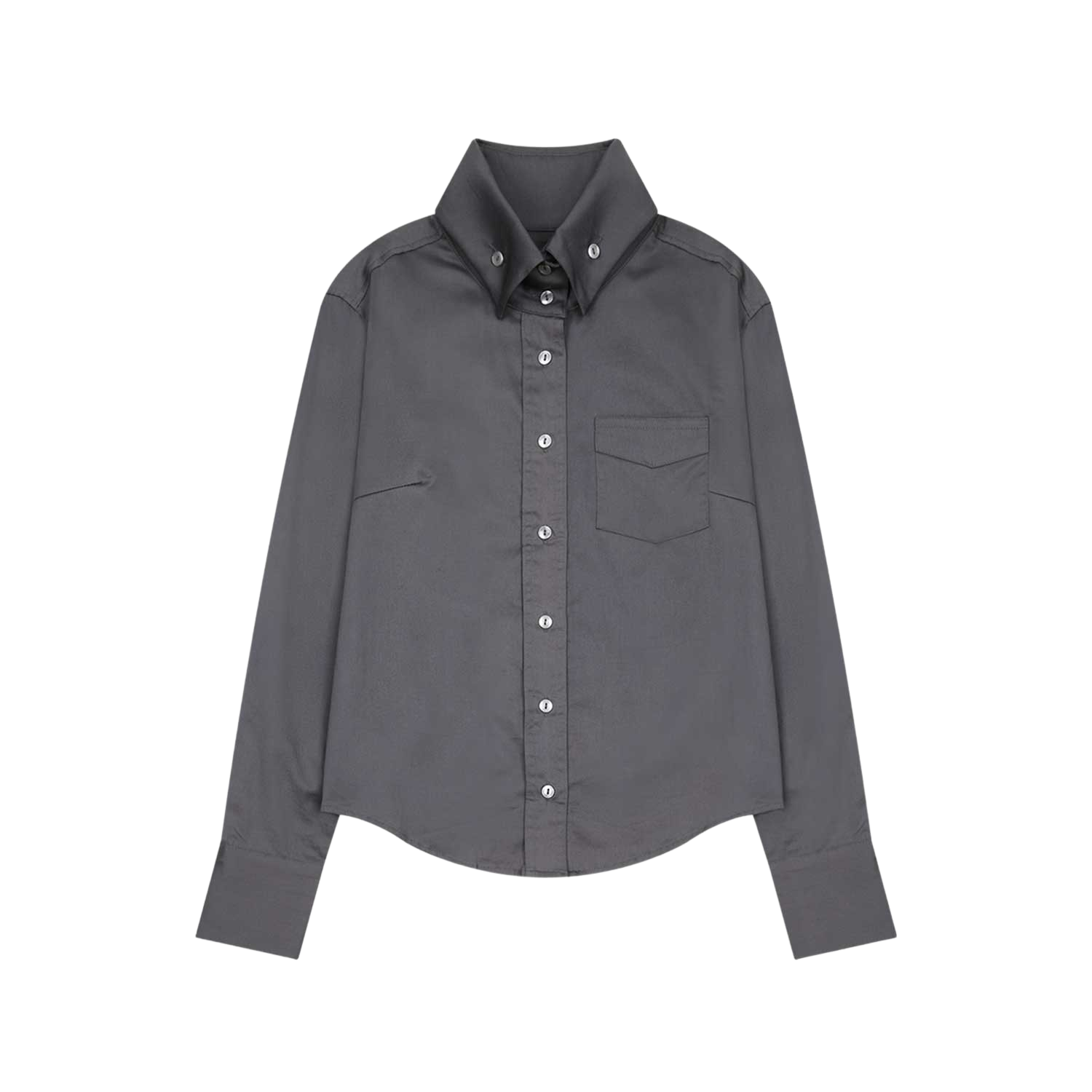 사파리스팟 실키 버튼 다운 셔츠 차콜(Safarispot Silky Button Down Shirt Charcoal)