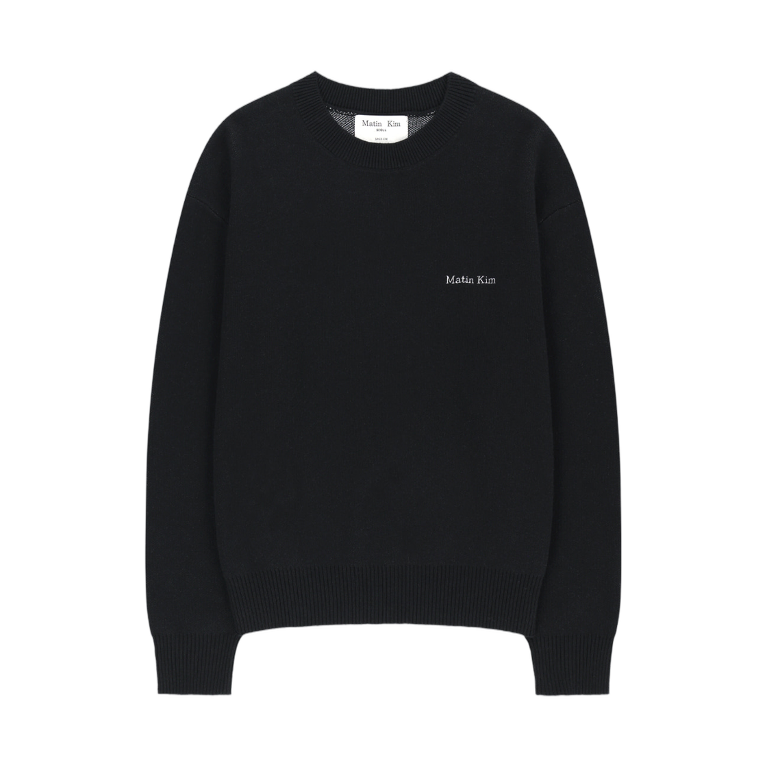 MK2677PO326UBB Matin Kim Calligraphy Back Logo Knit Pullover In Black