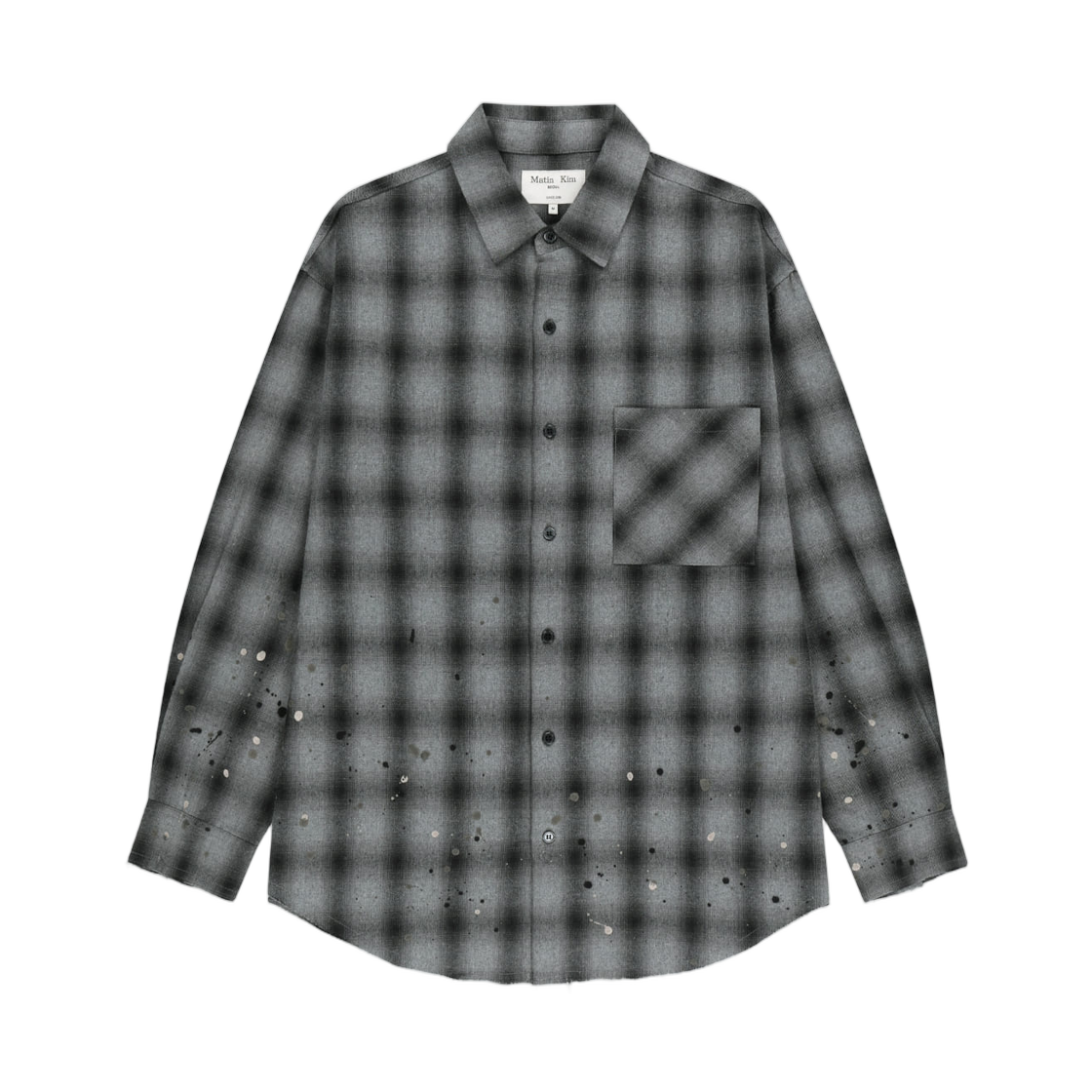 MK269OSH320UGY Matin Kim Paint Effect Flannel Check Shirt In Grey