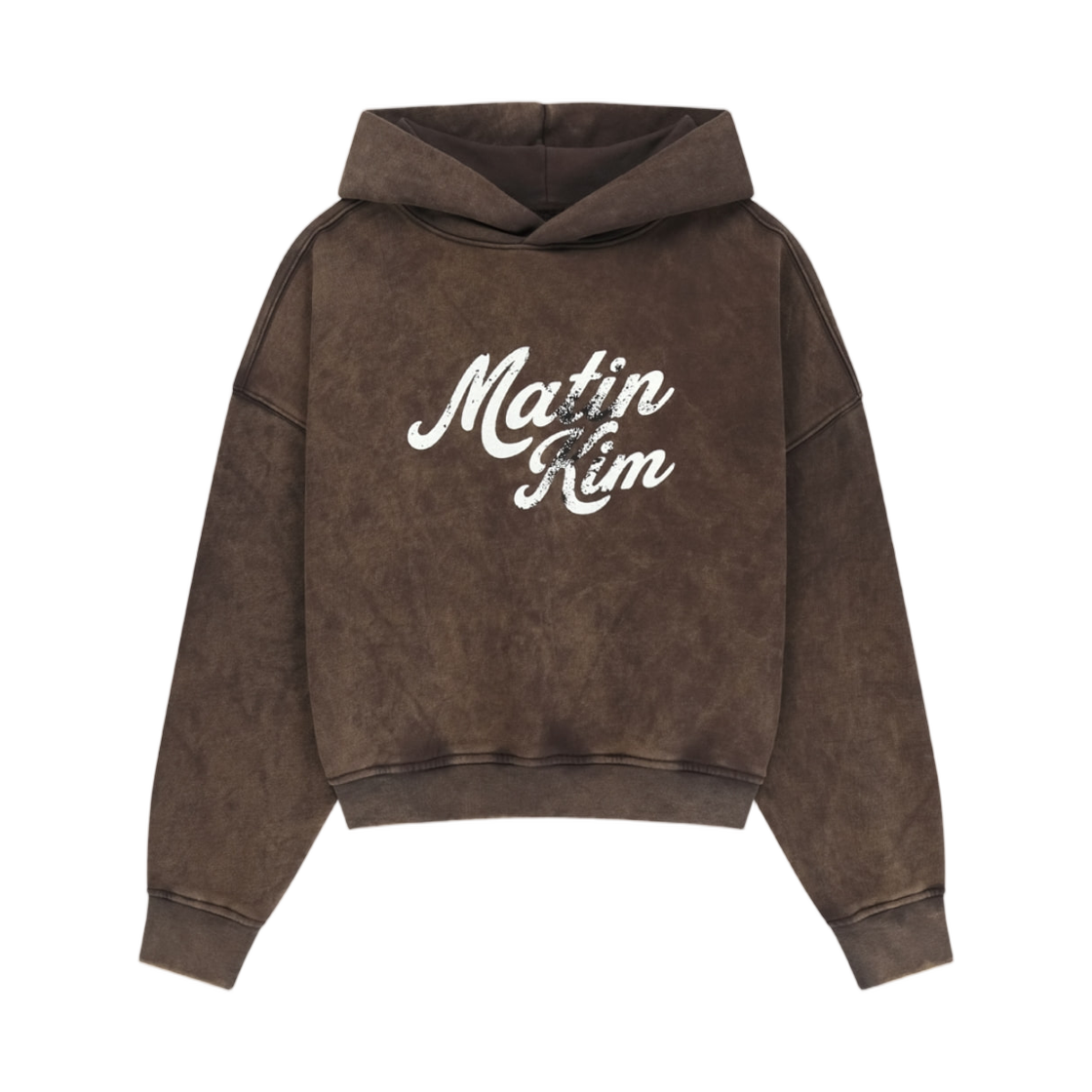 MK2677TS066MBR (W) Matin Kim Washed Calligraphy Logo Hoody Top In Brown