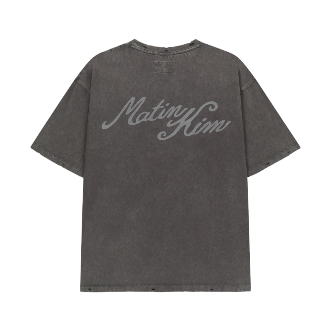 마뗑킴 빈티지 워시드 캘리그래피 백 로고 탑 차콜(Matin Kim Vintage Washed Calligraphy Back Logo Top In Charcoal) - 2