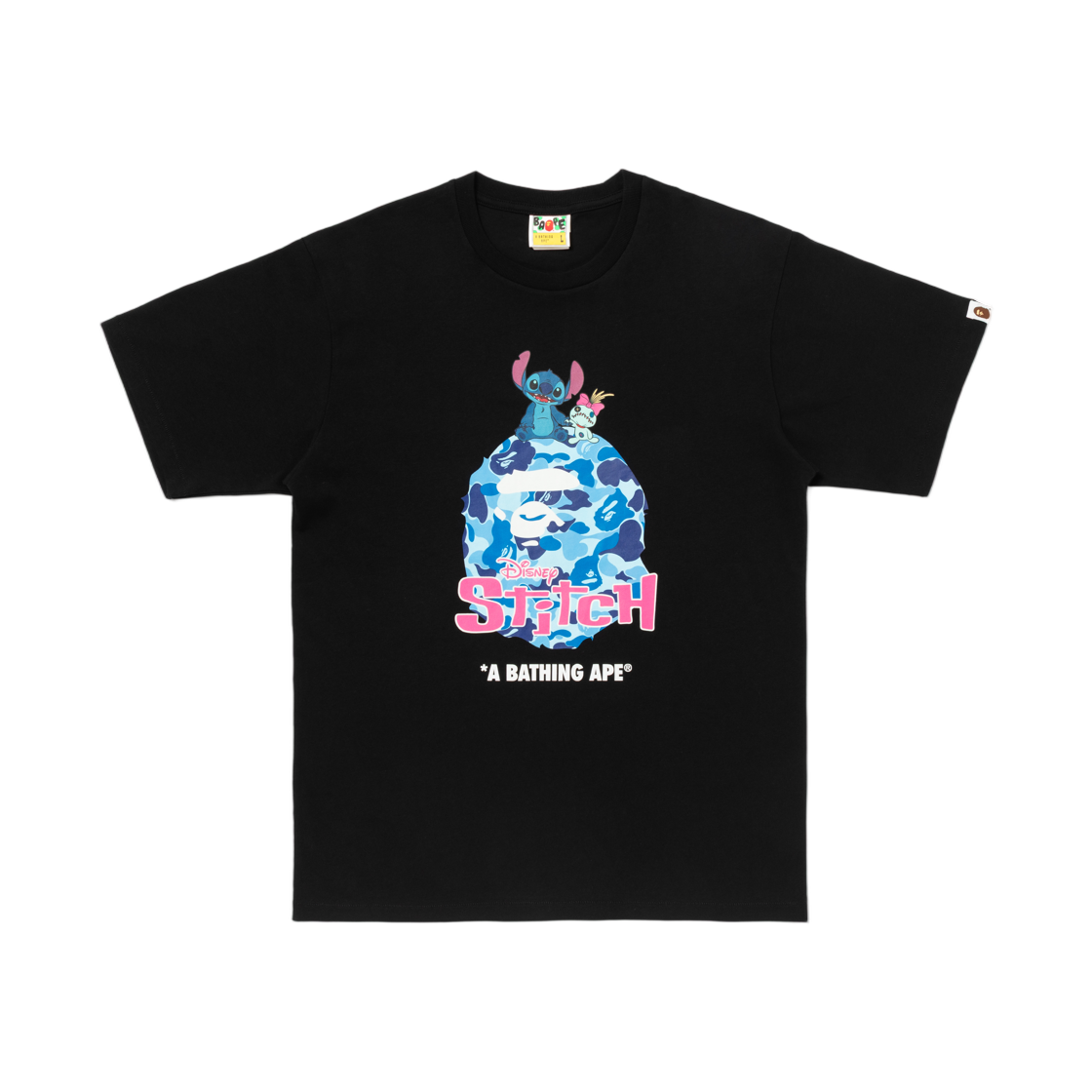 - BAPE x Disney Stitch ABC Camo Ape Head T-Shirt Black