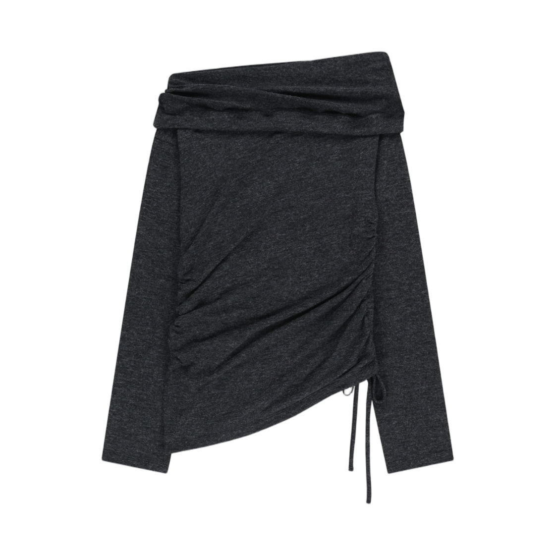 (W) 마뗑킴 어시메트릭 사이드 셔링 탑 차콜((W) Matin Kim Asymmetric Side Shirring Top In Charcoal) - 2