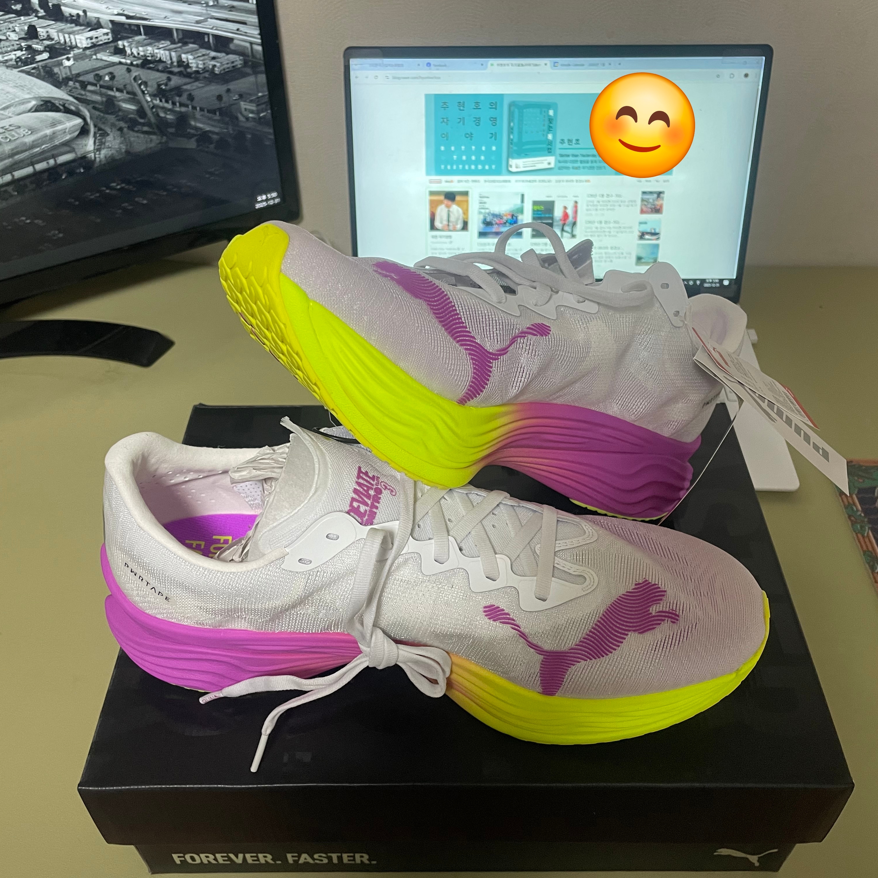 Puma Deviate Nitro Elite 3 White Pure Magenta 착용 스타일