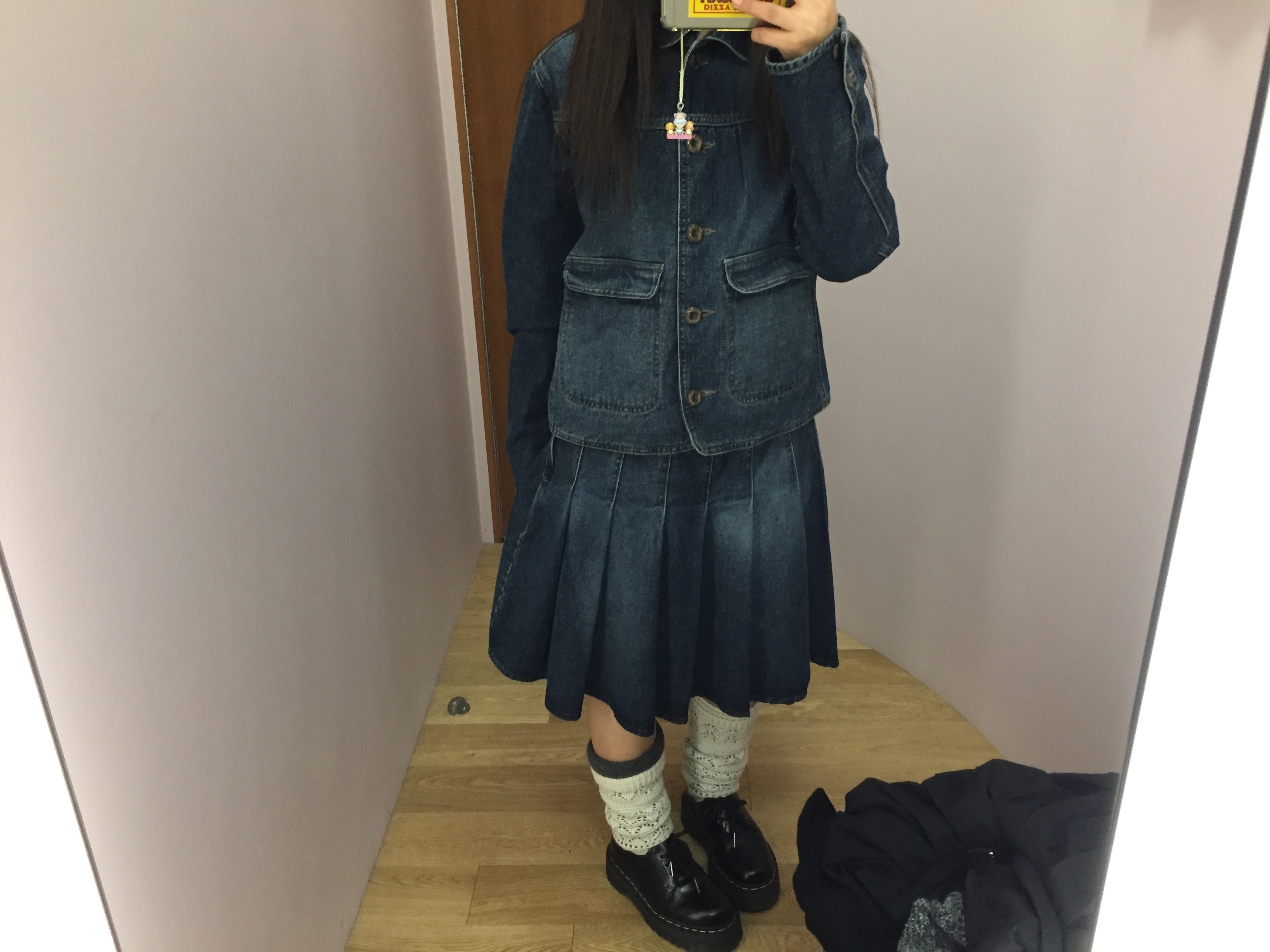 COYSEIO Soft Knit Zip-Up Stripe, COYSEIO Mori Knee Socks Charcoal 착용 스타일 - 7