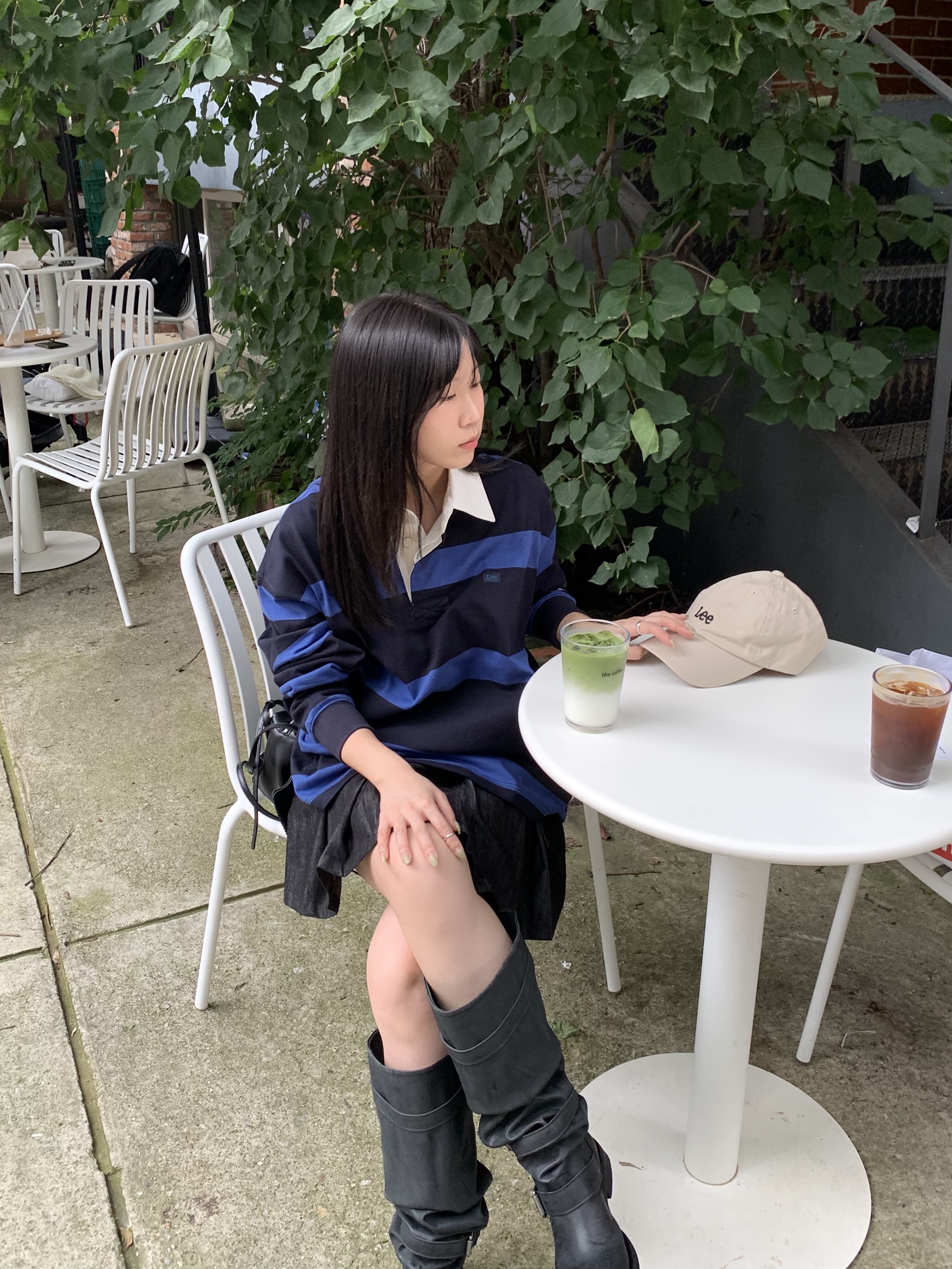 [6% 적립] NegativeThree  Slouchy Long Boots Washed Black 착용 스타일