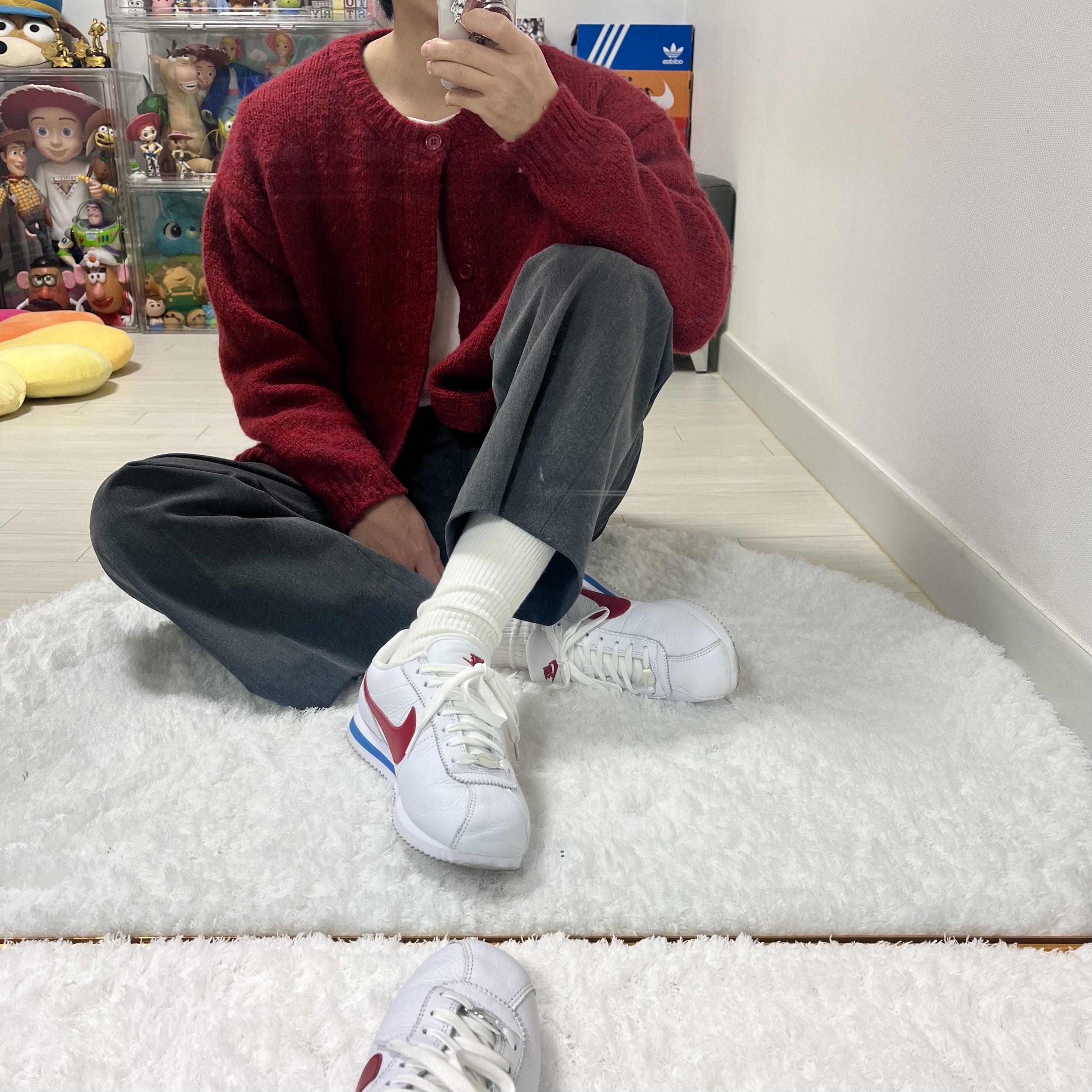 [30% 적립] Polo Ralph Lauren Cable Knit Cotton Sweater Red - 24FW, Converse Chuck 70 High Enamel Red 착용 스타일 - 5