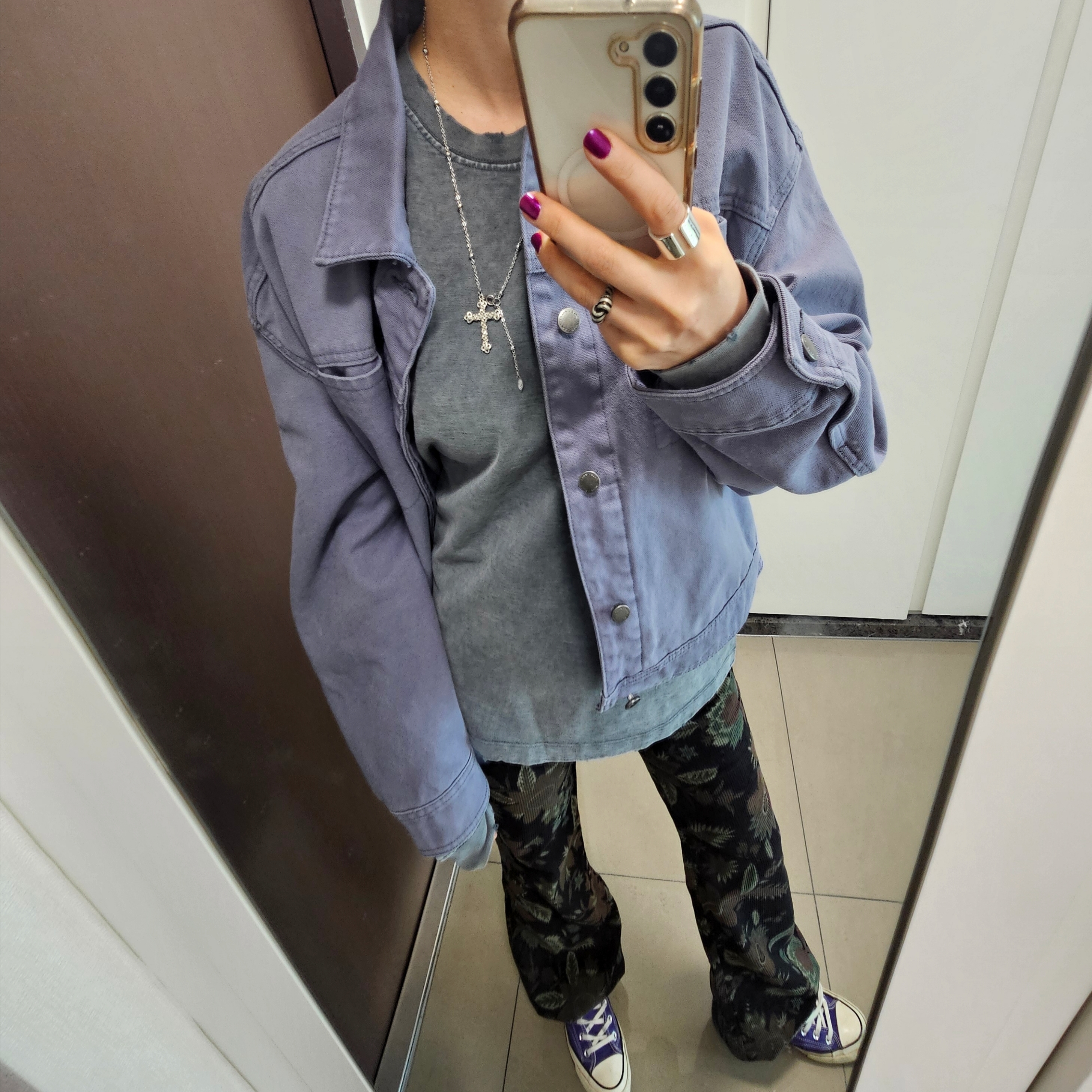 Converse Chuck Taylor All Star Seasonal Color Electric Purple 착용 스타일 - 1