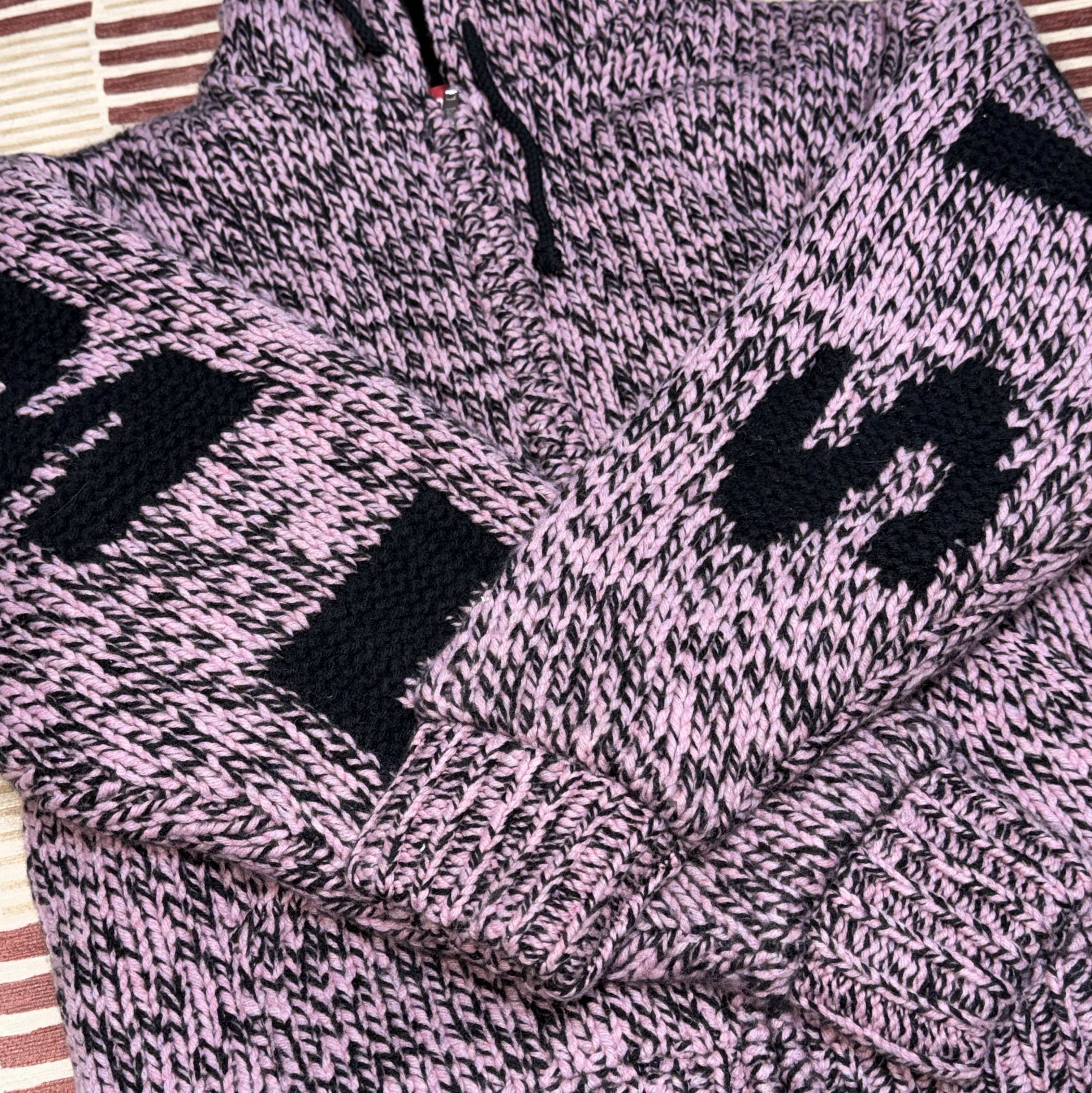 Supreme Faux Shearling Lined Zip Up Hooded Sweater Pink Melange - 25FW 착용 스타일 - 1