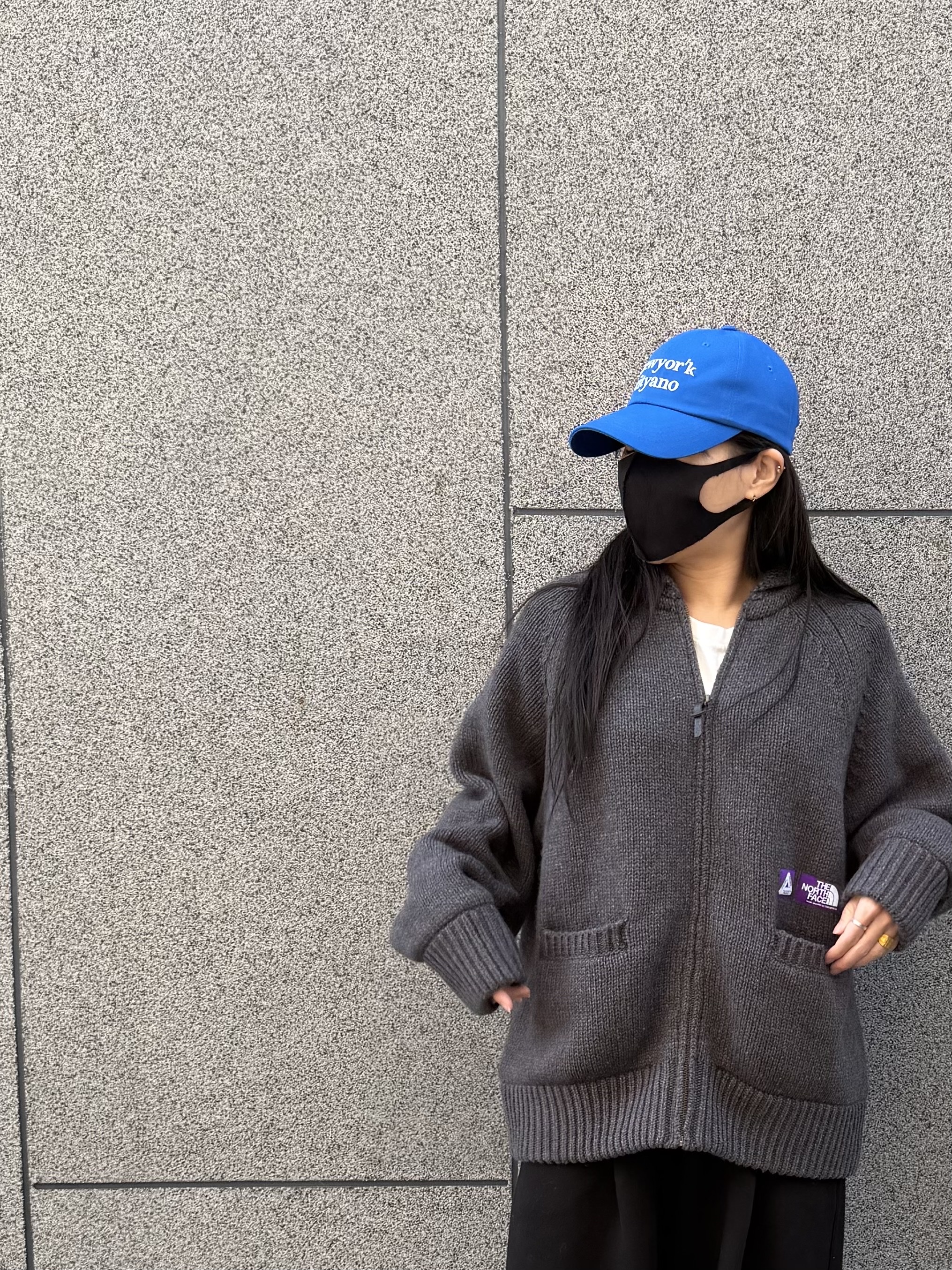 Palace x The North Face Purple Label Windstopper Field Knit Asphalt Gray - 25FW 착용 스타일
