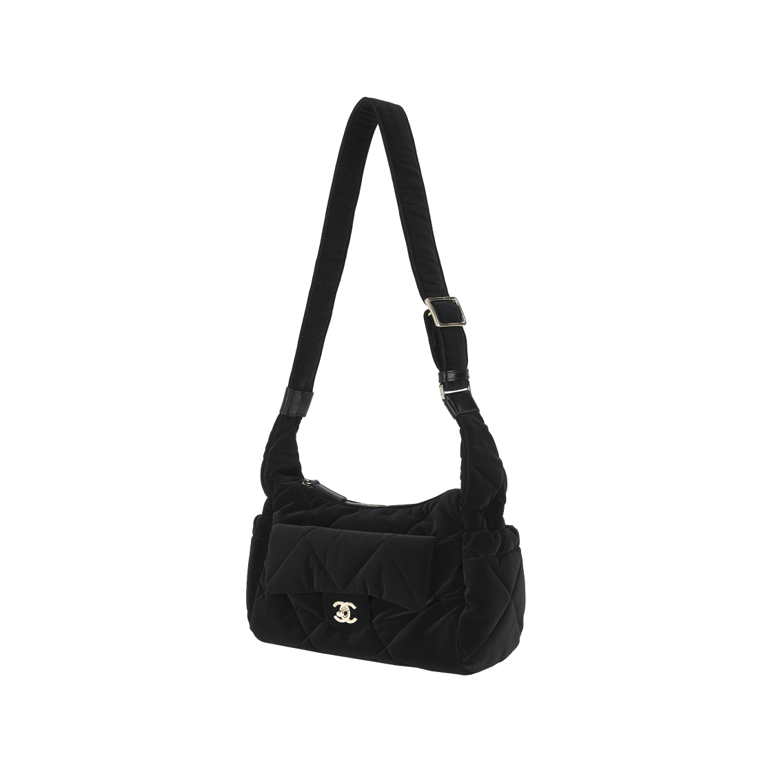 샤넬 라지 볼링백 벨벳 나일론 & 골드 메탈 블랙(Chanel Large Bowling Bag Velvet Effect Nylon & Gold Black) - 2