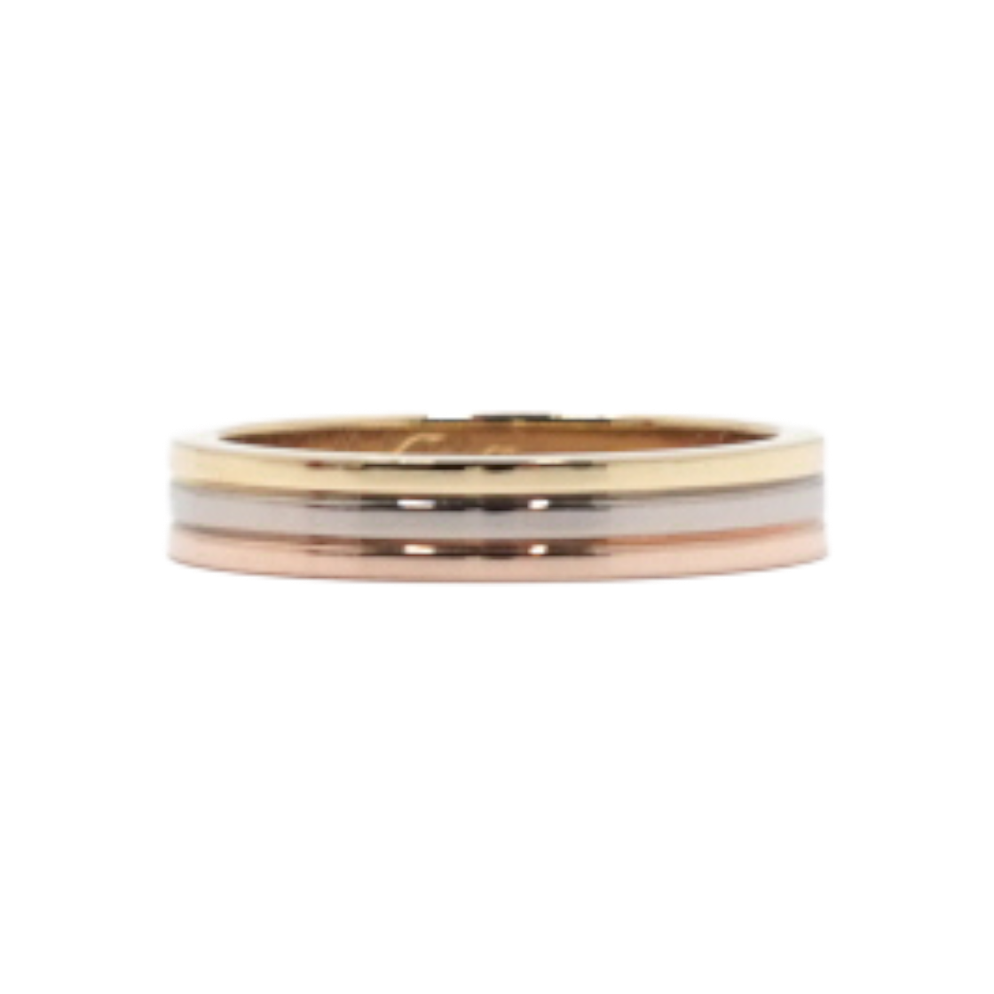 IT7HW3UBDWQD Cartier B40522 18K Tri-Color Gold 3.5mm Vendôme Louis Cartier Trinity Wedding Band Ring - Size 10