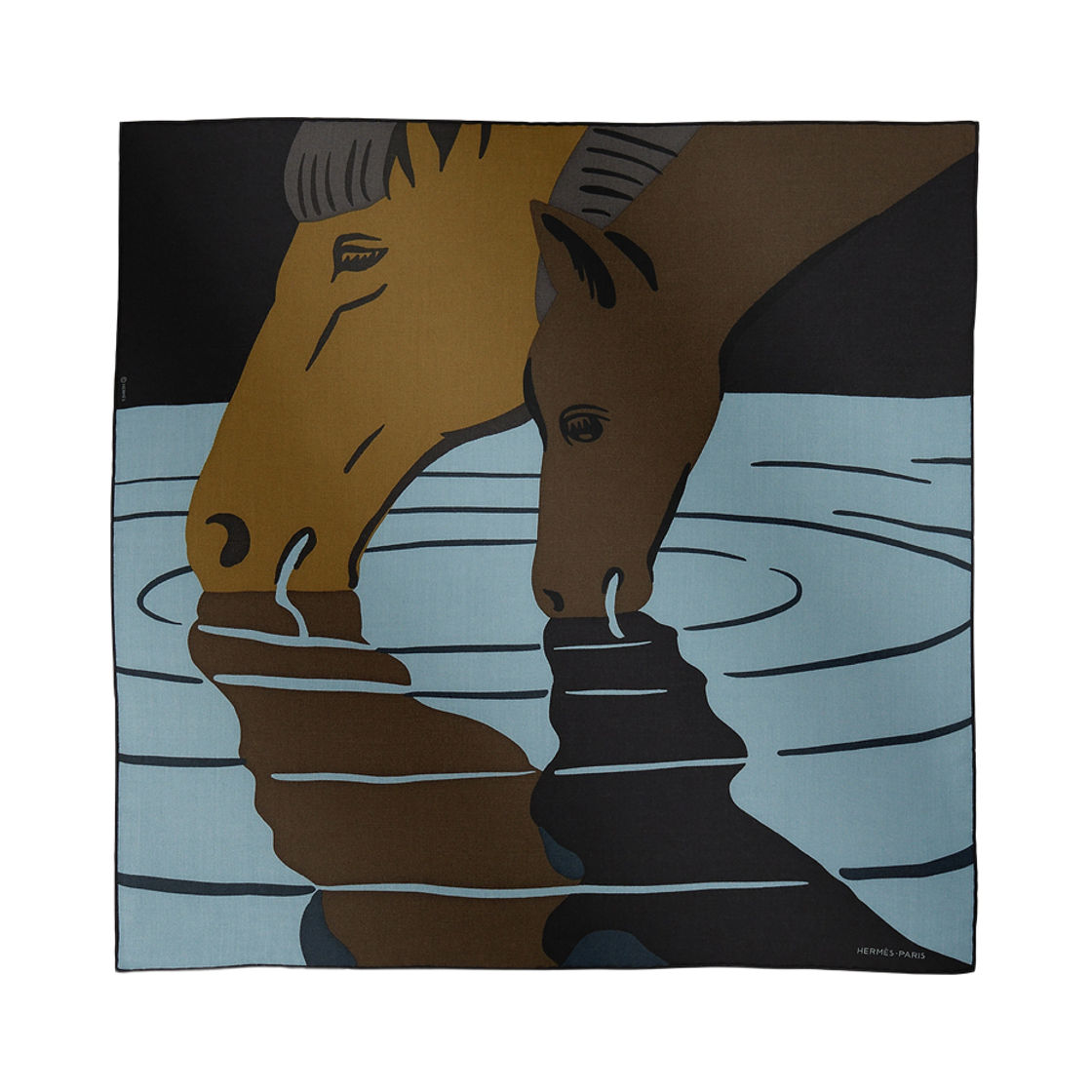 에르메스 워터폴 스카프 65 캐시미어 실크 & 마린 씨엘 마롱(Hermes Waterfoal Scarf 65 Cashmere Silk & Marine Ciel Marron) - 1