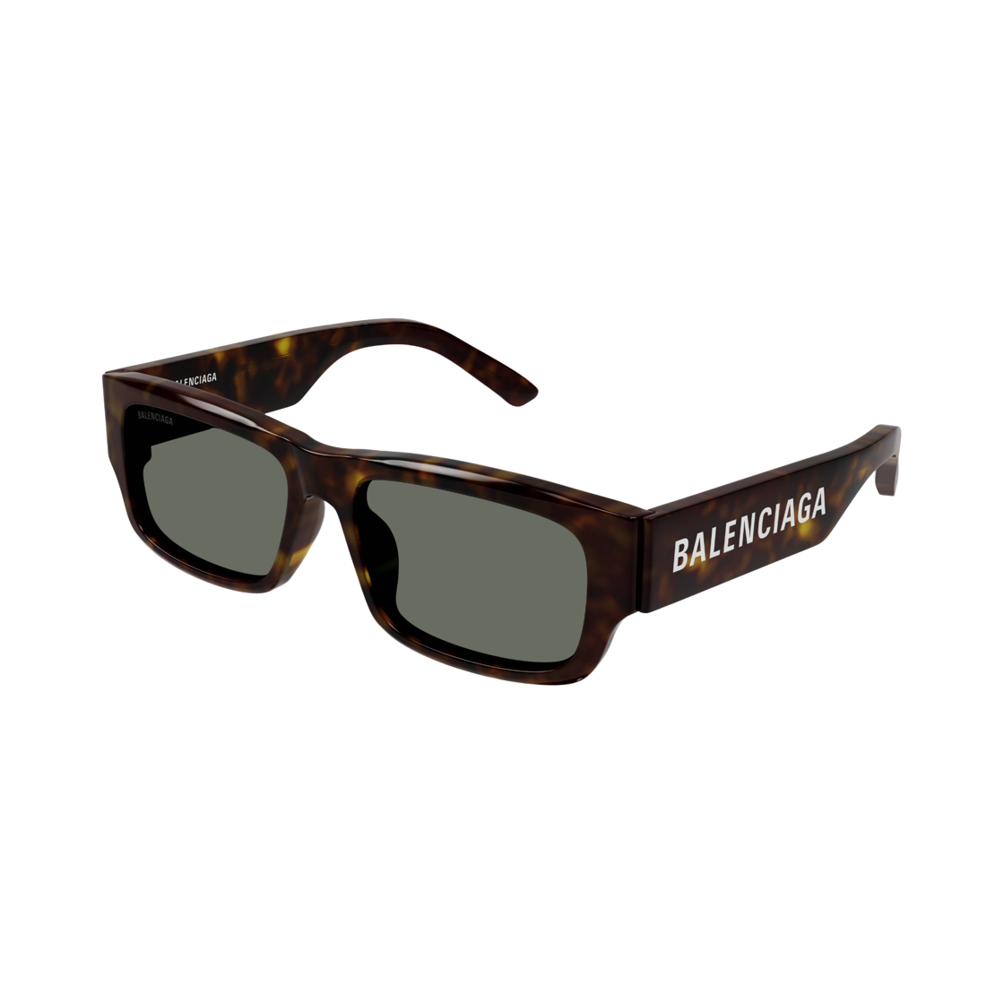 BB0261SA002 Balenciaga Square Frame Recycled Acetate Sunglasses Havana Green