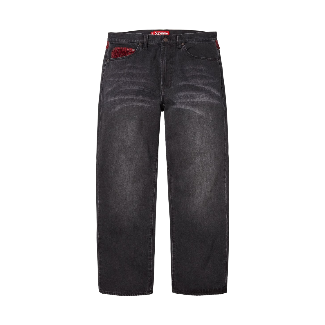 슈프림 레오파드 포우 퍼 루즈 핏 진 워시드 블랙  - 25FW(Supreme Leopard Faux Fur Loose Fit Jean Washed Black  - 25FW) - 2