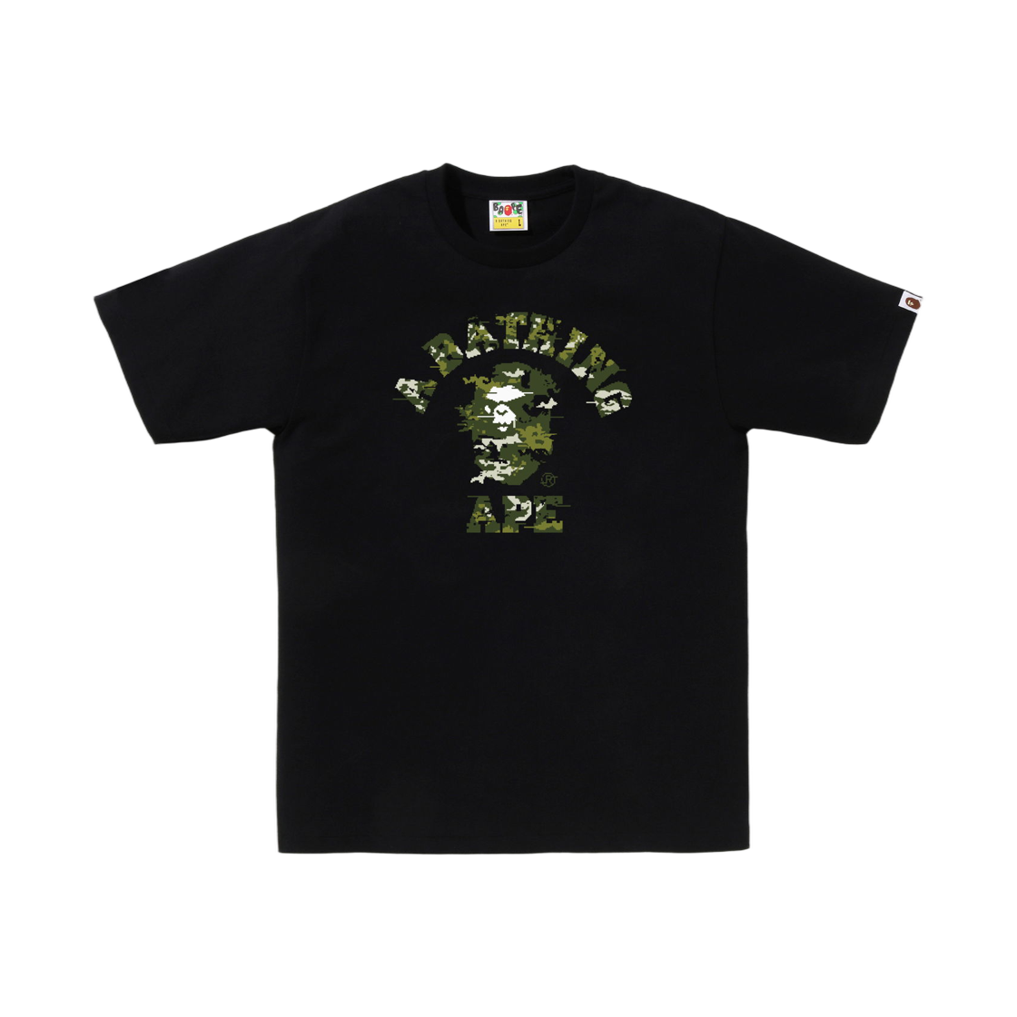 베이프 멀티 픽셀 카모 컬리지 티셔츠 블랙 그린(BAPE Multi Pixel Camo College T-Shirt Black Green) - 1