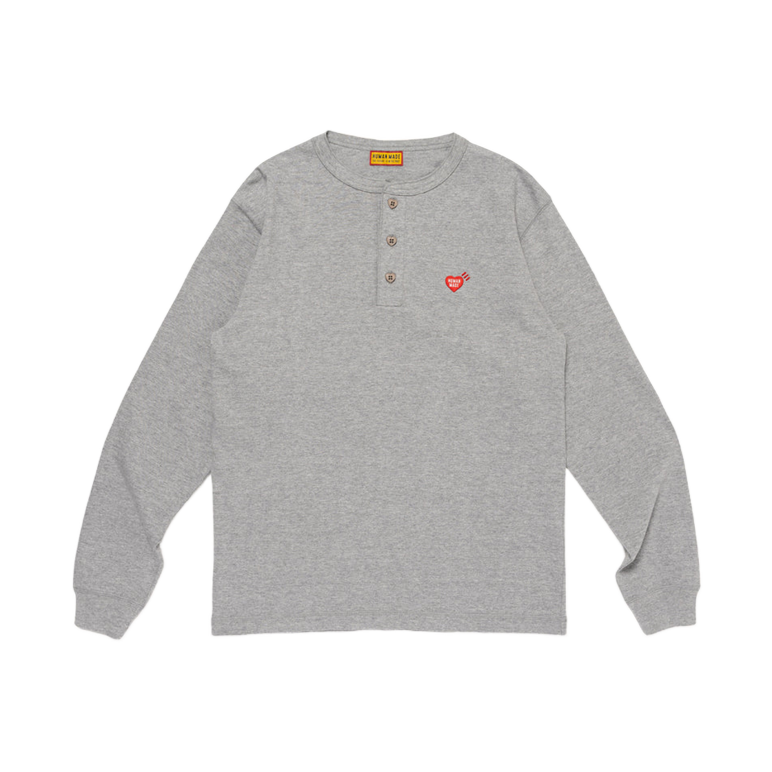 HM30CS021 Human Made Henley Neck L/S T-Shirt Gray