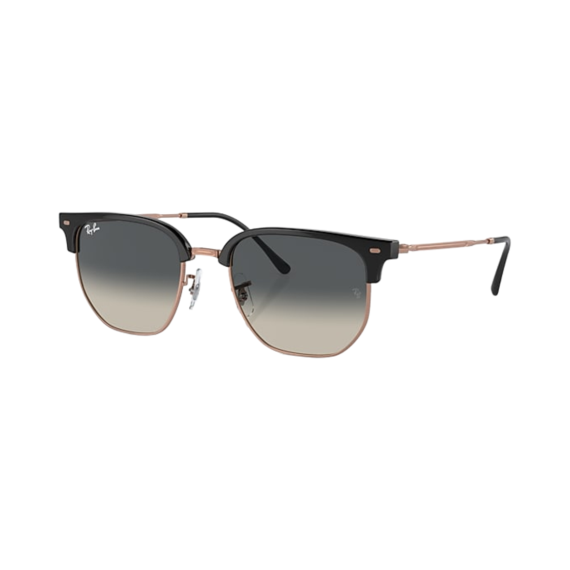 RB4416F-672071 Ray-Ban New Clubmaster Polished Dark Grey On Rose Gold Frame Grey Lense Low Bridge Fit