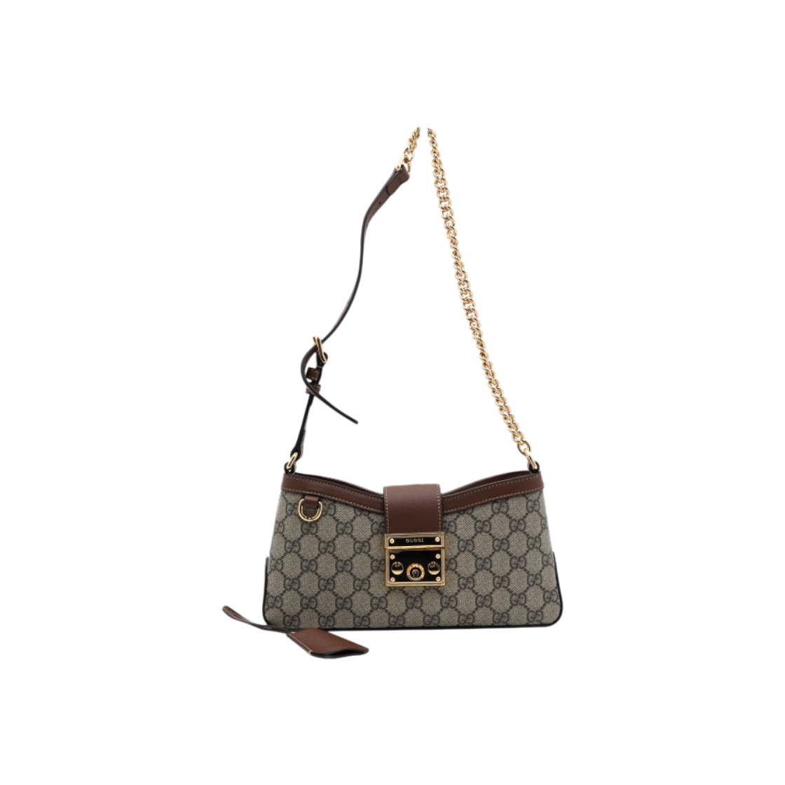 ITFF44IK42KF Gucci 811705 GG Supreme Padlock Small Gold Chain Shoulder Bag