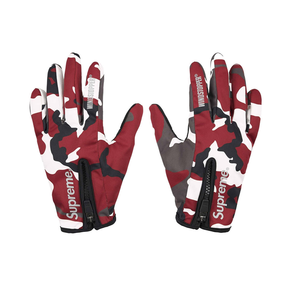 슈프림 윈드스토퍼 집 글러브 레드 카모 - 25FW