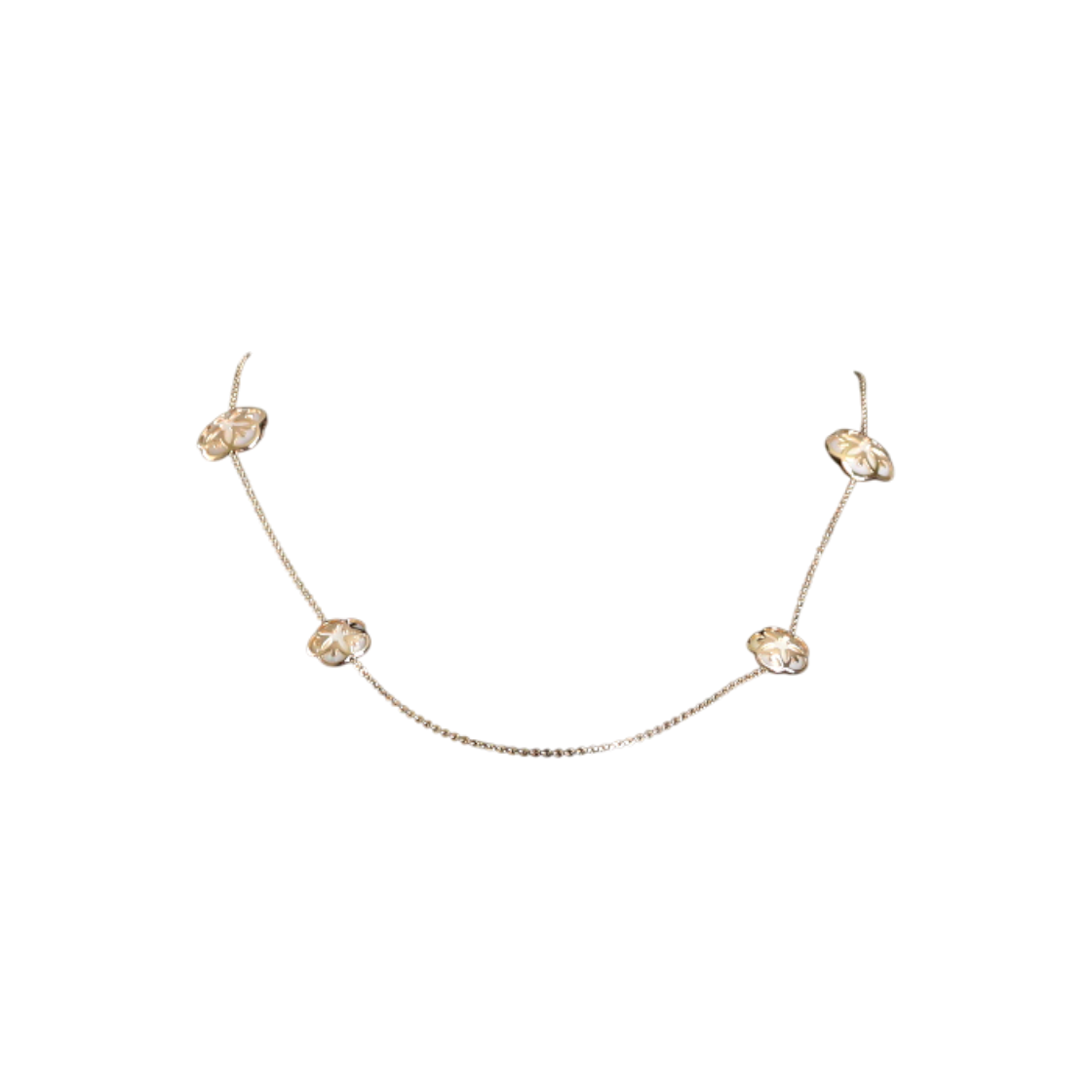 IT2C26QWOQCH Omega 18K Yellow Gold Mother of Pearl Flower Necklace