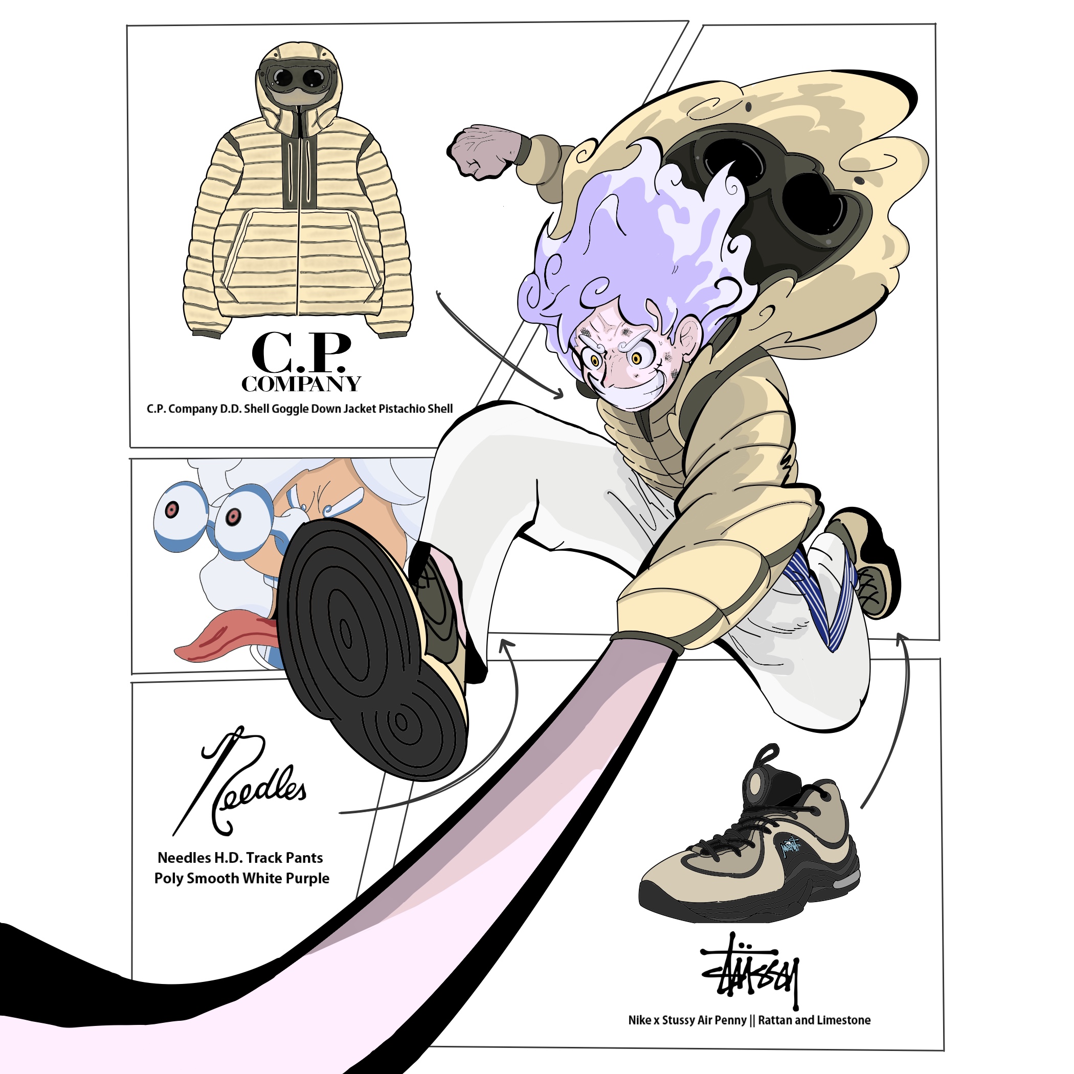 C.P. Company D.D. Shell Hooded Down Jacket Pistachio Shell Beige - 25FW, Nike x Stussy Air Penny II Rattan and Limestone 착용 스타일