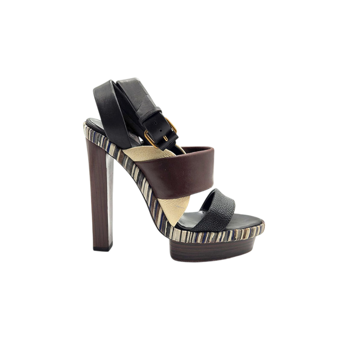 ITLR8NTLSEPN Balenciaga Striped Platform Heel Sandals L399034