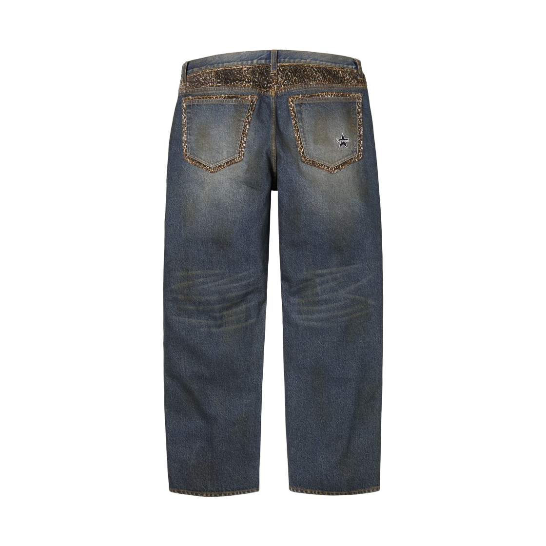 슈프림 레오파드 포우 퍼 루즈 핏 진 워시드 인디고  - 25FW