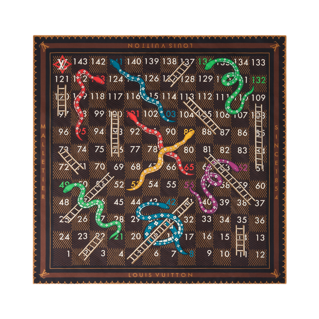 M98222 Louis Vuitton Snake And Ladder Bandana Brown