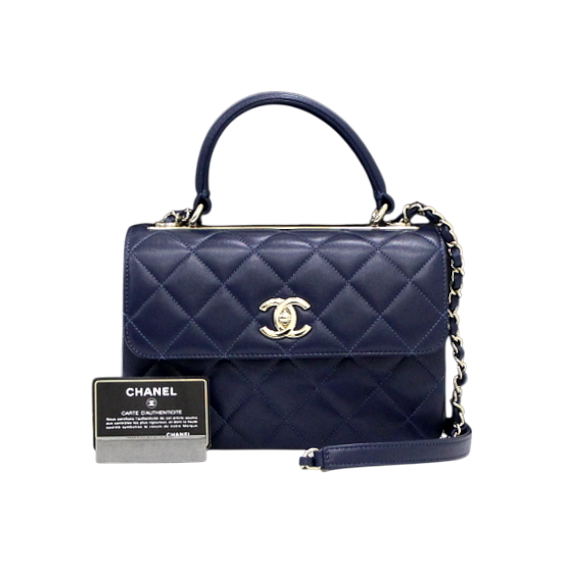 샤넬 A92236 네이비 램스킨 샴페인골드 금장 트렌디CC 스몰 플랩 토트백 겸 체인숄더백aa59376(Chanel A92236 Navy Lambskin Champagne Gold Trendy CC Small Flap Tote & Chain Shoulder Bag) - 1
