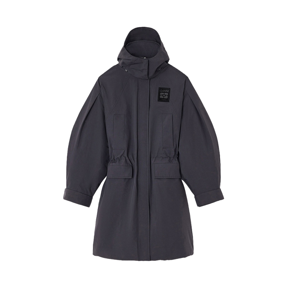 W1012-252 (W) Ganni Oversized Tri-Layer Parka Coat Phantom