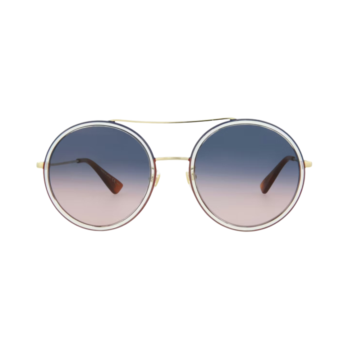 GG0061S-023 Gucci Oval Frame Metal Sunglasses Gold Blue