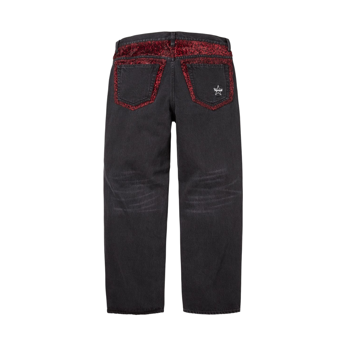 슈프림 레오파드 포우 퍼 루즈 핏 진 워시드 블랙  - 25FW