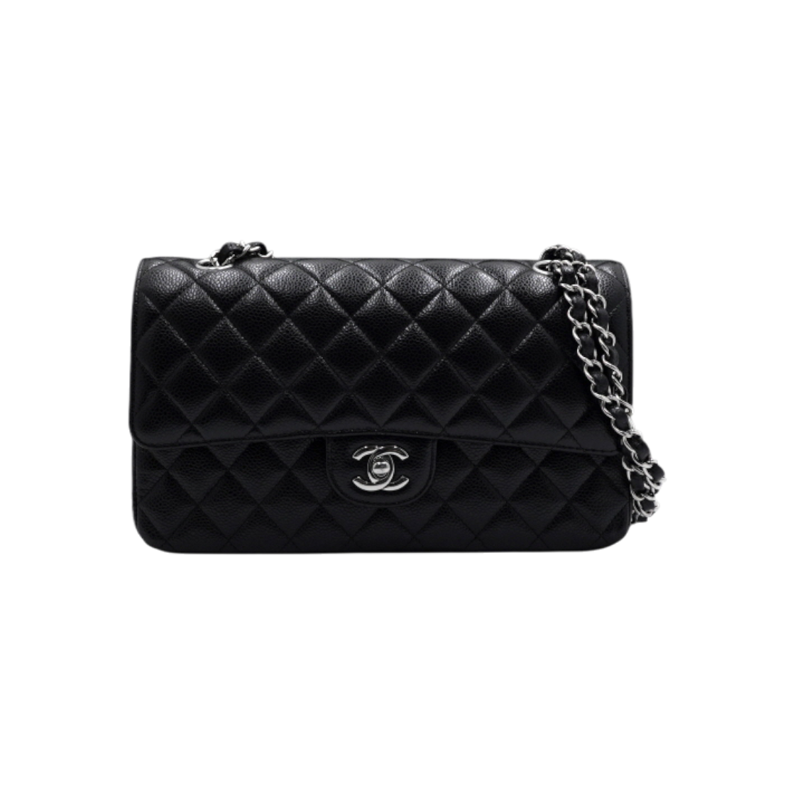 ITSODV3TKOWS Chanel A01112 Black Caviar Classic Medium Silver Chain Shoulder Bag
