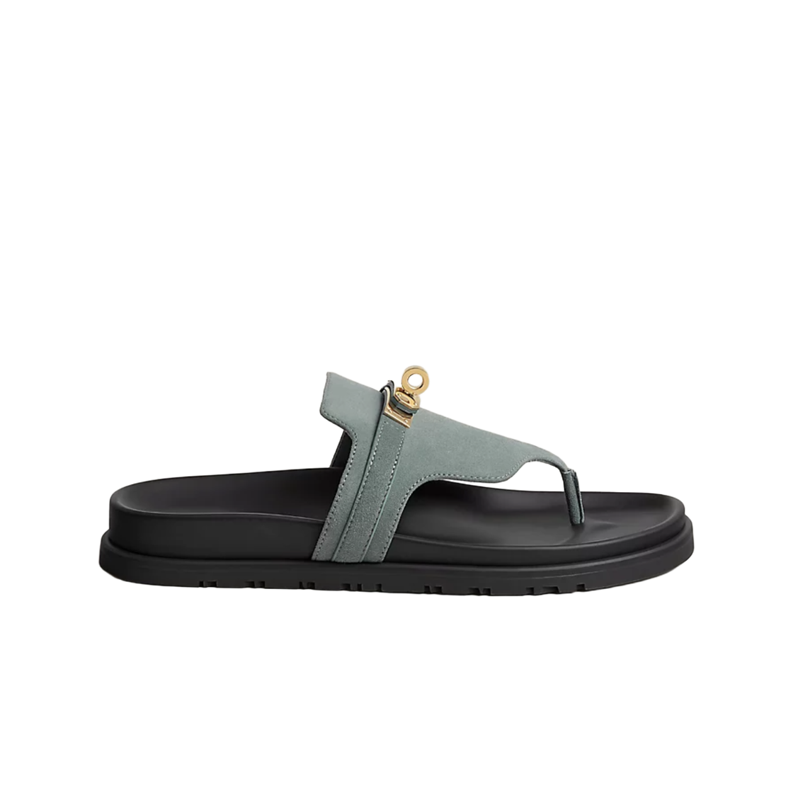 (W) 에르메스 엠파이어 샌들 스웨이드 고트스킨 & 페르마브라스 하드웨어 블루 또네르((W) Hermes Empire Sandal Suede Goatskin & Permabrass Bleu Tonnerre)