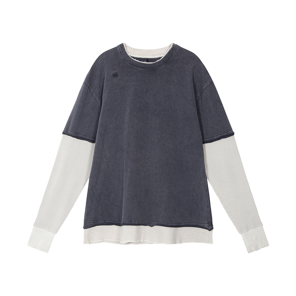 NR013TS01BWC Nine Rarities Washed Double Layer LS Washed Charcoal