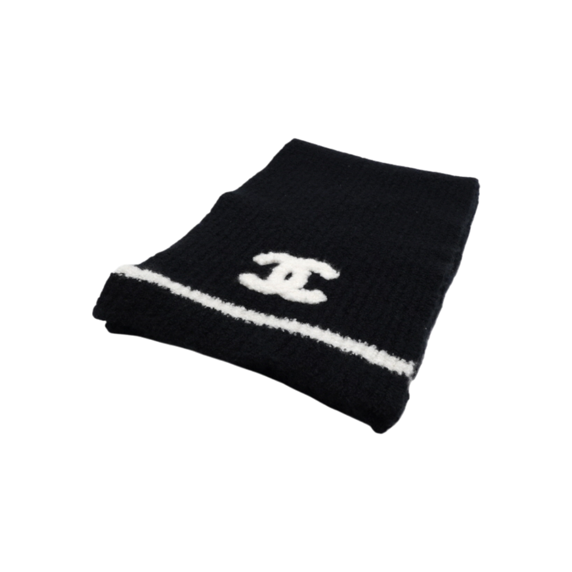 ITW3DRA7C3R6 Chanel AA9423 Black Cashmere Blend White CC Logo Women's Scarf