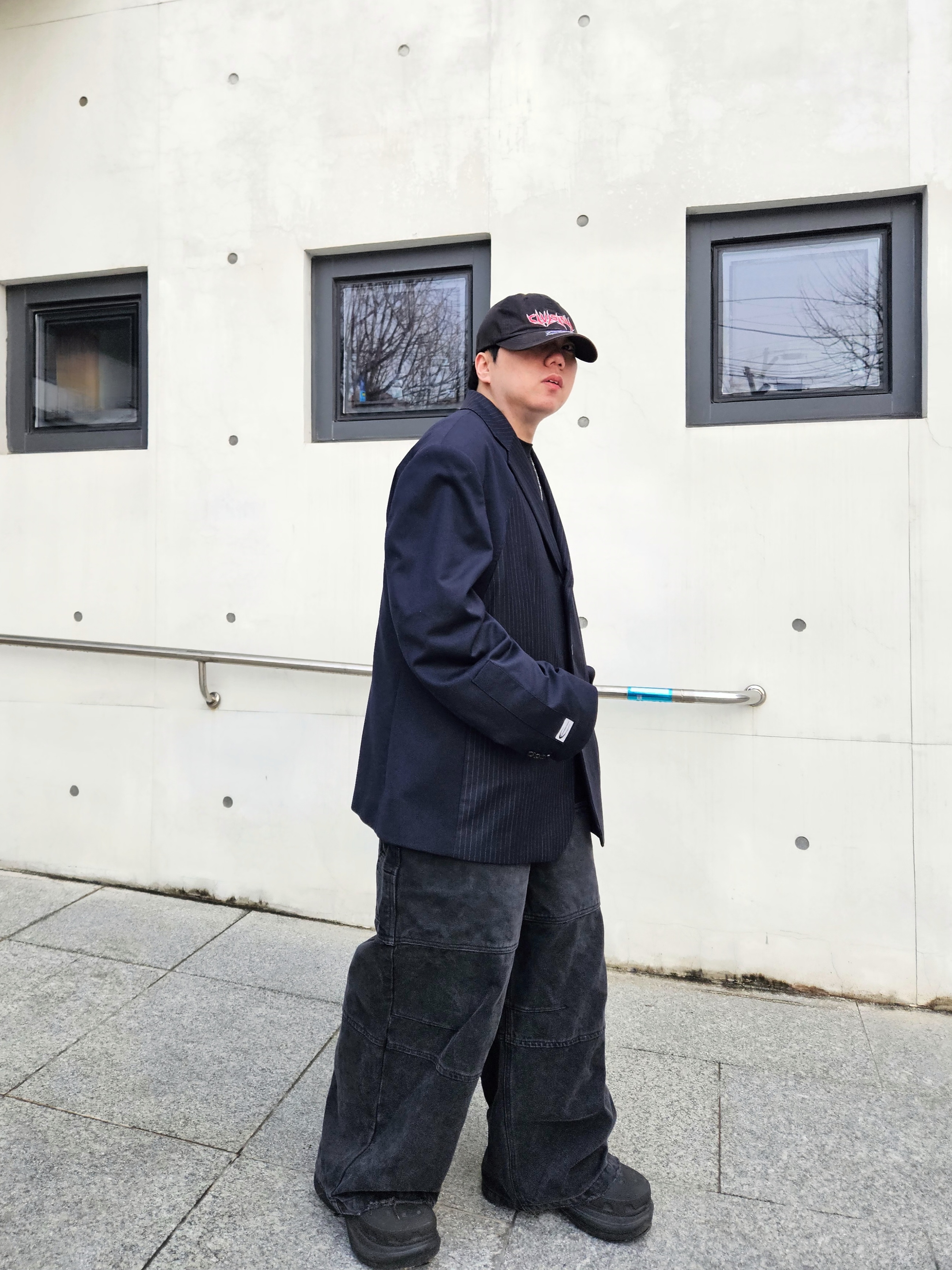 Nonnod Double knee cover pants Vintage black, Civision by CSC Death Core Cap Black 착용 스타일