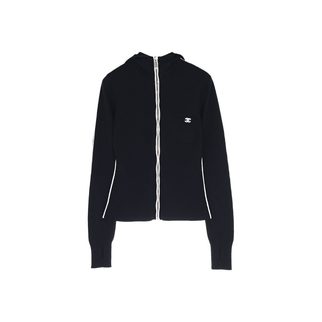 샤넬 25N 코코네쥬 후디드 집업 스웨터 34 블랙/화이트(Chanel 25N Coco Neige Hooded Zip-Up Sweater 34 Black/White) - 1