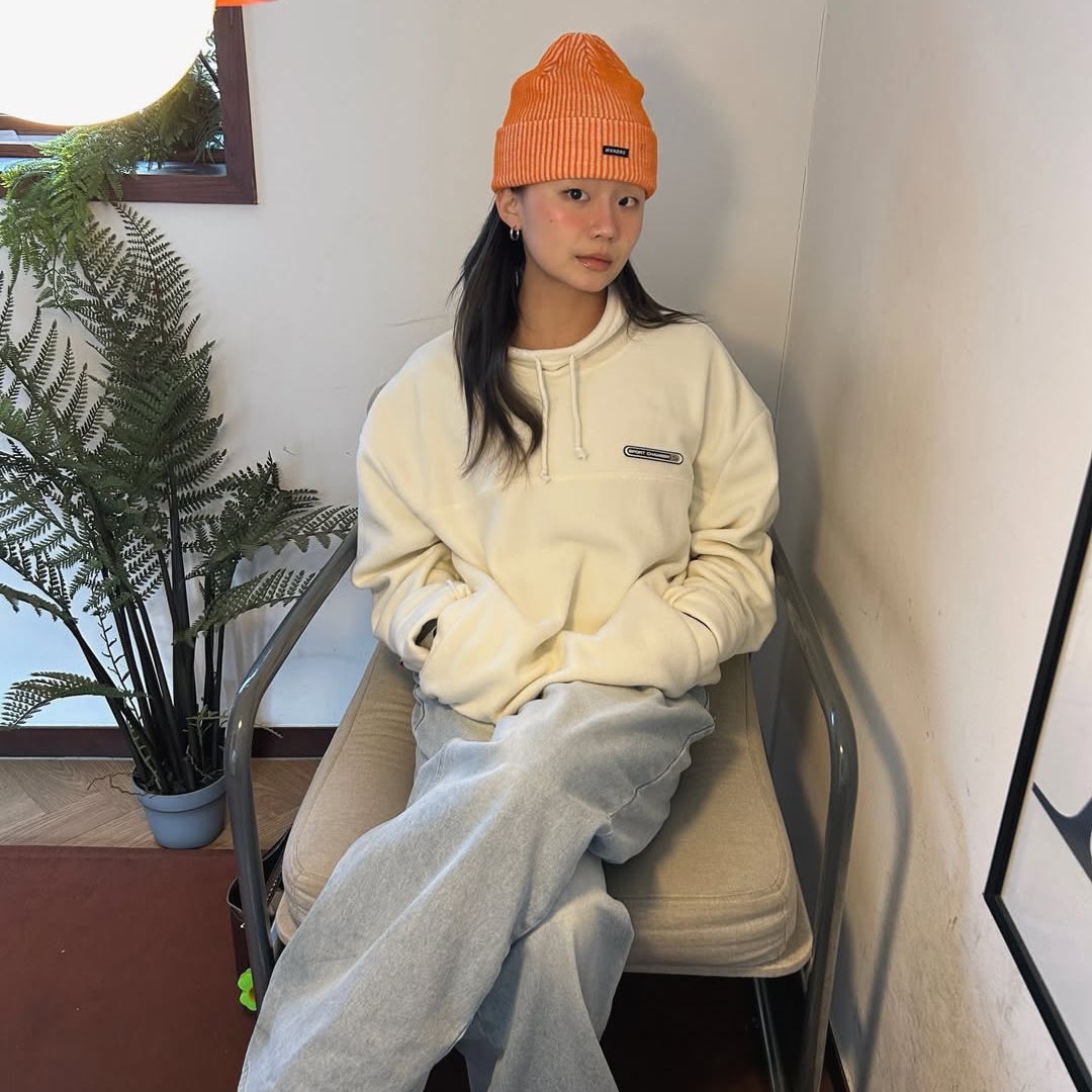 SPORT CHAMBER Grid Fleece Ivory 착용 스타일 - 3