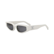 (W) Celine Triomphe Square Acetate Sunglasses White Silver