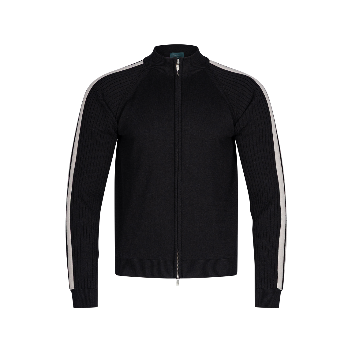 25FWUVDSKBB Undermycar 25FW Double Line Slim Knit Zip-Up Black/Beige