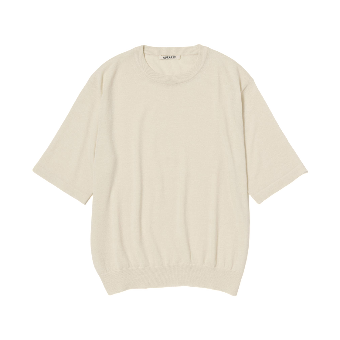 A26ST03CT Auralee Cashmere Hard Twist Knit T-Shirt Ivory White - 26SS