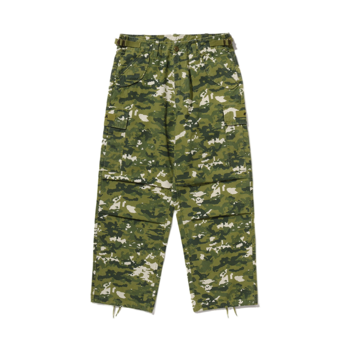 - BAPE Tree Edge Camo Laser Cut Relaxed Fit Military Pants Green