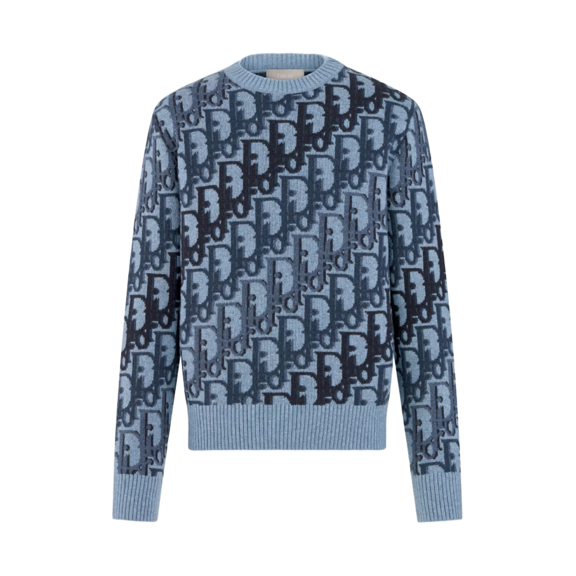 디올 오블리크 울 자카드 스웨터 블루 멀티컬러(Dior Oblique Wool Jacquard Sweater Blue Multicolor)