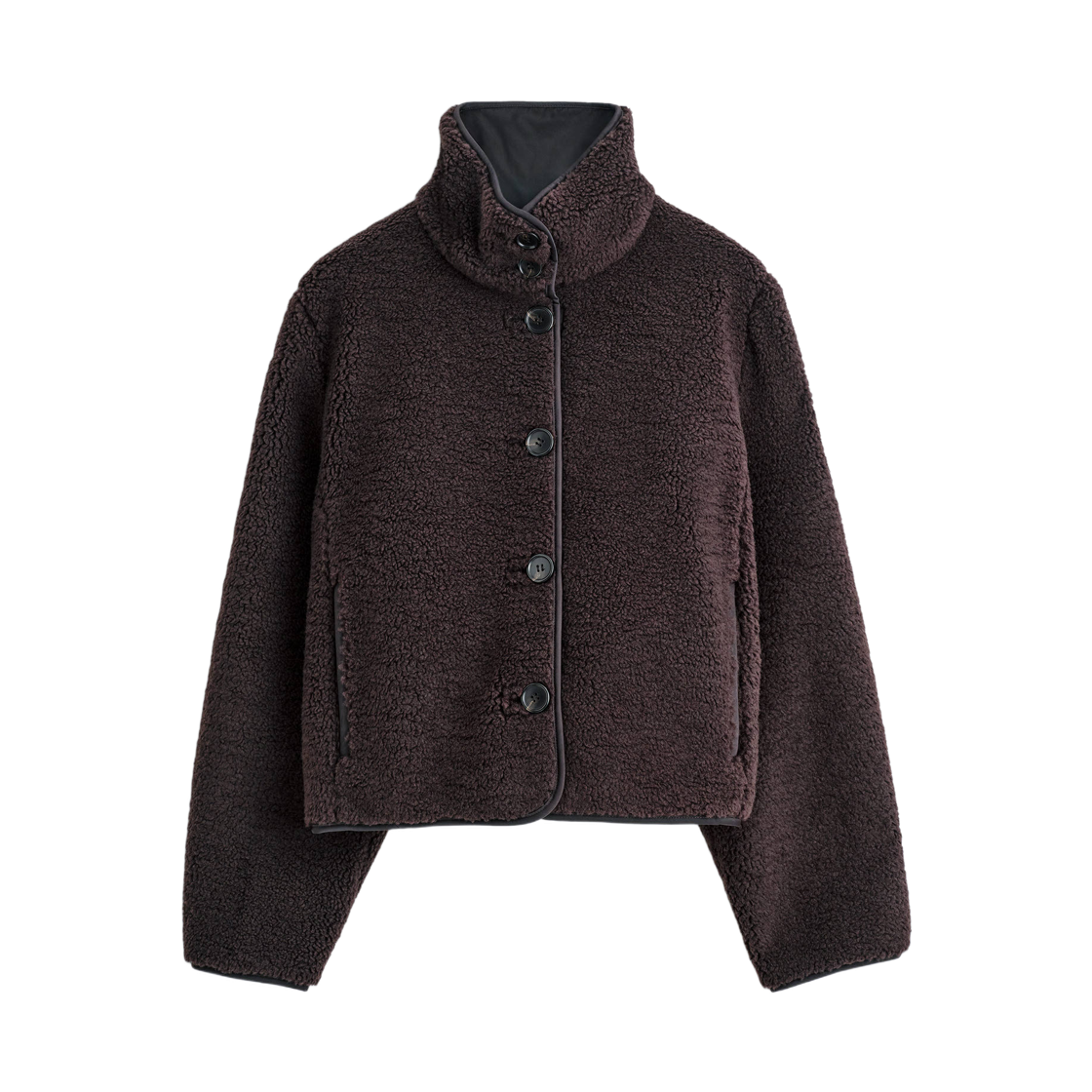 (W) 코스 퍼널넥 테디 자켓 다크 브라운((W) COS Funnel Neck Teddy Jacket Dark Brown)