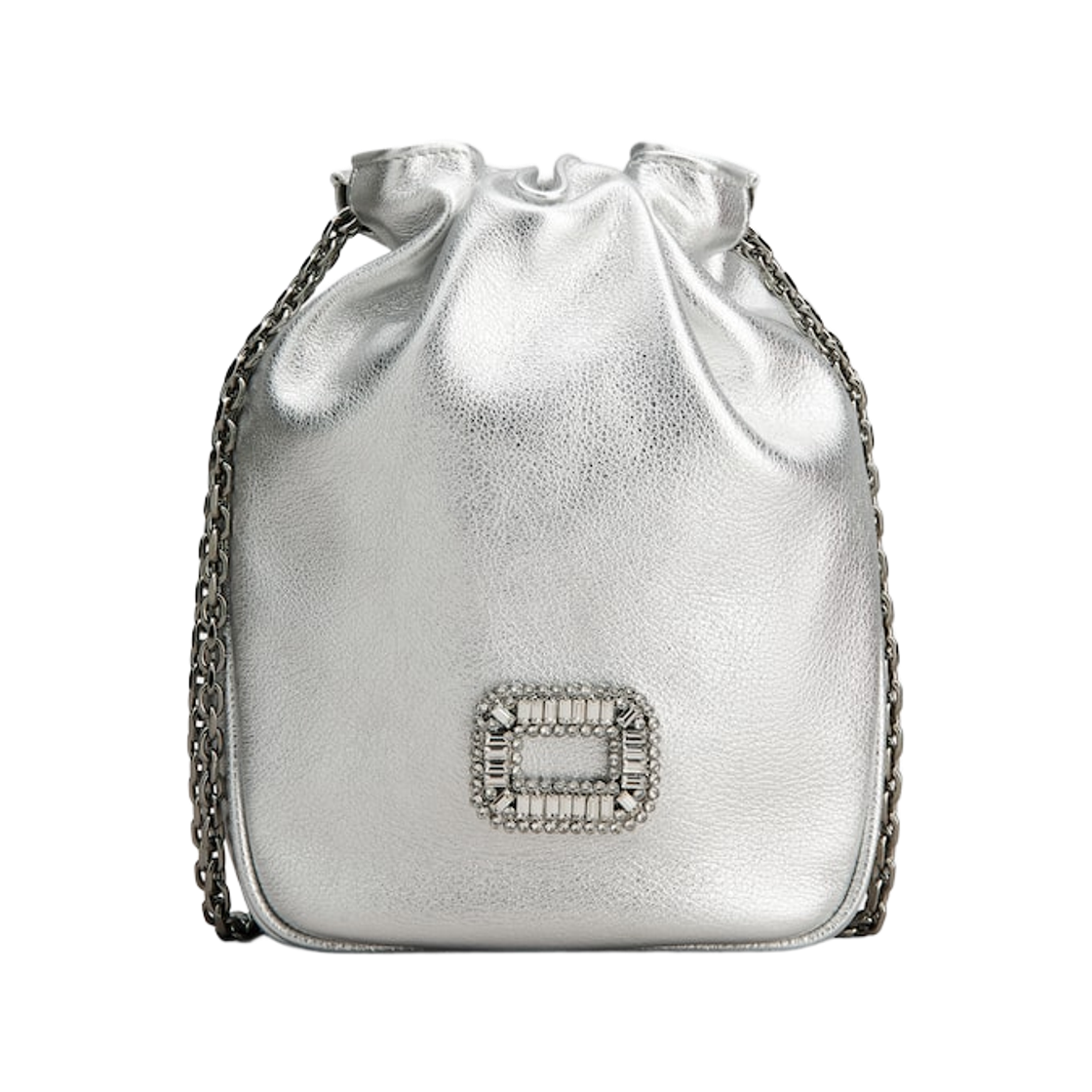 RBWABDK0000L4QB200 Roger Vivier Pilgrim Nano Bag in Leather Silver