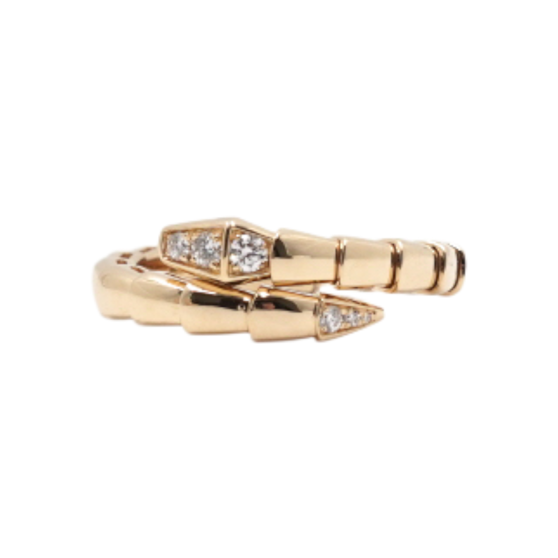 IT96NOFOII7C Bvlgari Serpenti Viper Ring in 18K Yellow Gold with 0.14 Carat Diamonds - Sizes 17, 18, 19