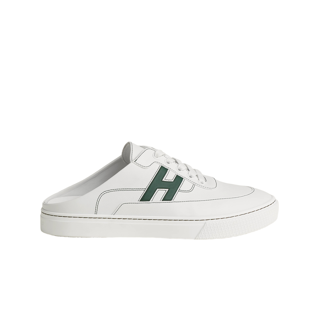 H251913ZH14 Hermes Keep Sneakers Calfskin & White Green